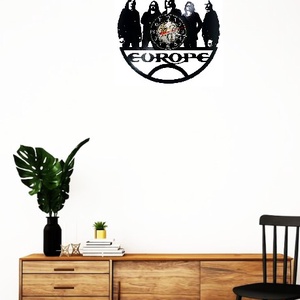 Ceas de perete decorativ realizat din disc de vinil, Model Trupa Europe Rock Final Countdown, Negru, 30 cm - casă & stil de viață - decorațiuni de casă - decorațiuni de pereți - ceasuri de perete - Artynos.ro
