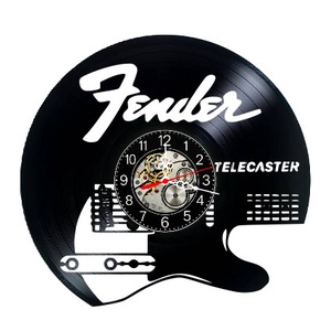 Ceas de perete decorativ realizat din disc de vinil, Model Chitara Fender Telecaster Muzica Rock, Negru, 30 cm, Casa & Stil de viata, Decoratiuni de casa, Decoratiuni de pereti, Ceasuri de perete, , Legenda Chitarelor Electrice, Sunetul Inconfundabil Telecaster si Pasiunea pentru Muzica Rock Adu s..., ARTYNOS