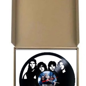 Ceas de perete decorativ realizat din disc de vinil, Model Metallica Heavy Metal Death Magnetic, Negru, 30 cm - casă & stil de viață - decorațiuni de casă - decorațiuni de pereți - ceasuri de perete - Artynos.ro