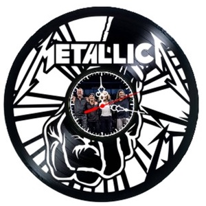 Ceas de perete decorativ realizat din disc de vinil, Model Metallica St Anger Pumn Rock Metal, Negru, 30 cm - Artynos.ro