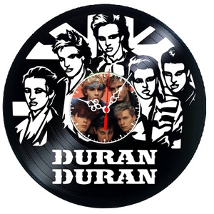 Ceas de perete decorativ realizat din disc de vinil, Model Duran Duran New Wave Synth Pop Rock, Negru, 30 cm - Artynos.ro