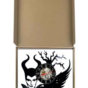 Ceas de perete decorativ realizat din disc de vinil, Model Maleficent Dark Fantasy Gothic Disney, Negru, 30 cm - casă & stil de viață - decorațiuni de casă - decorațiuni de pereți - ceasuri de perete - Artynos.ro