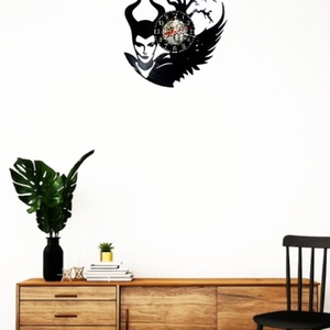 Ceas de perete decorativ realizat din disc de vinil, Model Maleficent Dark Fantasy Gothic Disney, Negru, 30 cm - casă & stil de viață - decorațiuni de casă - decorațiuni de pereți - ceasuri de perete - Artynos.ro