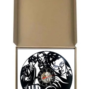 Ceas de perete decorativ realizat din disc de vinil, Model Harry Potter Ron Hermione Magic, Negru, 30 cm - casă & stil de viață - decorațiuni de casă - decorațiuni de pereți - ceasuri de perete - Artynos.ro