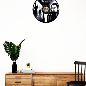 Ceas de perete decorativ realizat din disc de vinil, Model Chitara Electrica Note Muzicale Rock, Negru, 30 cm - casă & stil de viață - decorațiuni de casă - decorațiuni de pereți - ceasuri de perete - Artynos.ro