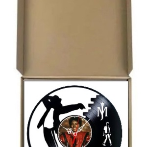 Ceas de perete decorativ realizat din disc de vinil, Model Michael Jackson Thriller Pop Star, Negru, 30 cm - casă & stil de viață - decorațiuni de casă - decorațiuni de pereți - ceasuri de perete - Artynos.ro