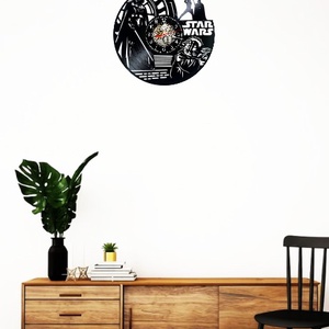 Ceas de perete decorativ realizat din disc de vinil, Model Star Wars Darth Vader Yoda Sci Fi, Negru, 30 cm - casă & stil de viață - decorațiuni de casă - decorațiuni de pereți - ceasuri de perete - Artynos.ro