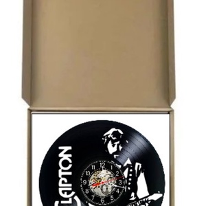 Ceas de perete decorativ realizat din disc de vinil, Model Eric Clapton Blues Rock Chitarist, Negru, 30 cm - casă & stil de viață - decorațiuni de casă - decorațiuni de pereți - ceasuri de perete - Artynos.ro