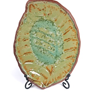 Platou Leafy din ceramica, Casă & Stil de viață, Accesorii pentru echipamente de bucătărie, Accesorii de servire, Tăvi, tăvi de servire, Ceramică, Obiecte pictate, ARTYNOS