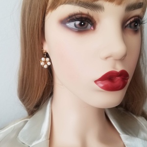 Cercei auriti cu perle de cultura  - accesorii nuntă - bijuterii mireasă - cercei mireasă - Artynos.ro