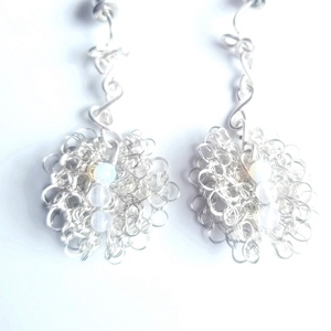 Cercei fluture din cupru argintat cu perle de cultura  - Artynos.ro