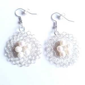 Cercei argintati cu perle de cultura  - accesorii nuntă - bijuterii mireasă - cercei mireasă - Artynos.ro