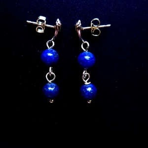 Cercei auriti cu margele de lapis lazuli - bijuterii - cercei - cercei agățați - Artynos.ro
