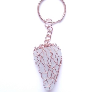 Breloc din cupru cu sticla de mare-sea glass  - geantă și husă - accesorii genți - breloc - Artynos.ro