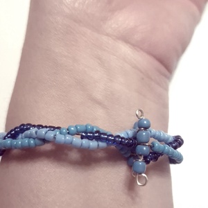 Bratara reglabila cu margele de sticla albastru, bleu - bijuterii - brățări - brățară cu mărgele - Artynos.ro