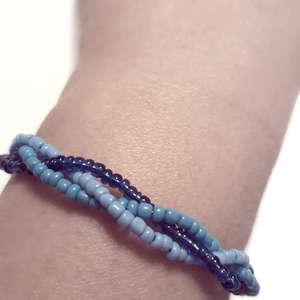 Bratara reglabila cu margele de sticla albastru, bleu - bijuterii - brățări - brățară cu mărgele - Artynos.ro