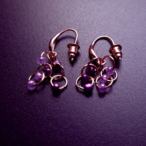 Cercei cupru cu margele violet  - bijuterii - cercei - cercei cerc - Artynos.ro