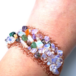 Bratara din cupru cu chipsuri din pietre semiprețioase  - bijuterii - brățări - brățări din cupru - Artynos.ro