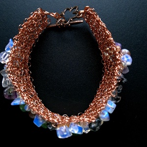 Bratara din cupru cu chipsuri din pietre semiprețioase  - bijuterii - brățări - brățări din cupru - Artynos.ro