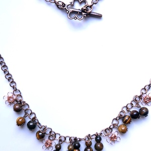 Colier din cupru antichizat cu margele de ochi de tigru  - Artynos.ro