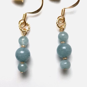 Cercei auriti cu margele bleu de acvamarin , Bijuterii, Cercei, Cercei din pietre semipretioase, Confectionarea bijuteriilor, ARTYNOS