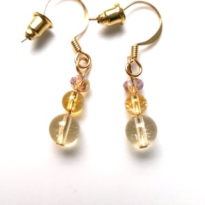 Cercei mici auriti cu citrin , Bijuterii, Cercei, Cercei lungi, Confectionarea bijuteriilor, ARTYNOS