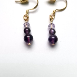 Cercei mici auriti cu ametist  - Artynos.ro