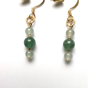 Cercei mici auriti cu margele verzi de aventurin , Bijuterii, Cercei, Cercei din pietre semipretioase, Confectionarea bijuteriilor, ARTYNOS