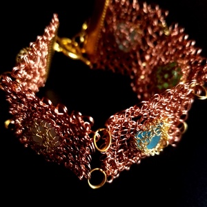 Bratara cupru cu sticla de mare -sea glass  - bijuterii - brățări - brățări din cupru - Artynos.ro