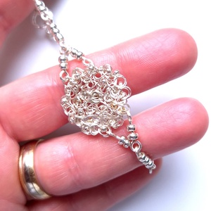 Bratara cupru argintata cu margele mici de sticla  - bijuterii - brățări - brățări din cupru - Artynos.ro