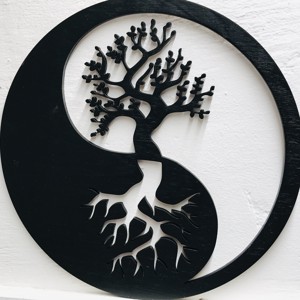 Decor de perete Jin Jang cu motivul copacului vieții - casă & stil de viață - accesorii pentru decorat casa - picturi murale - artă de perete din lemn - Artynos.ro