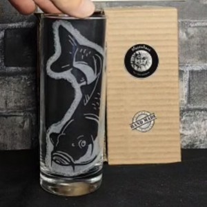 Pahar de sticla cu model de crap, gravat manual , , , ARTYNOS