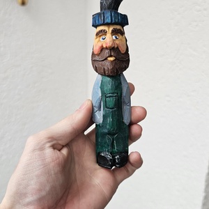 Jucarie din Lemn Fermier cu Pălărie Ciudată , Arte vizuale și accesorii , Sculptură, Statuie lemn, Obiecte pictate, Sculptură, ARTYNOS