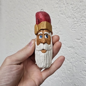 Mos Craciun din Lemn  Ornament de Brad (sculptat si pictat manual), Craciun, Decoratiuni de Craciun de casa, Figurine pentru pomul de Craciun, Pictura, Sculptura, ARTYNOS