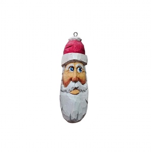 Moș Crăciun din Lemn � Ornament de Brad (sculptat și pictat manual) - crăciun - decorațiuni de crăciun de casă - figurine pentru pomul de crăciun - Artynos.ro