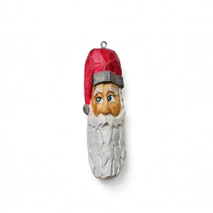 Moș Crăciun din Lemn � Ornament de Brad (sculptat și pictat manual) - crăciun - decorațiuni de crăciun de casă - figurine pentru pomul de crăciun - Artynos.ro
