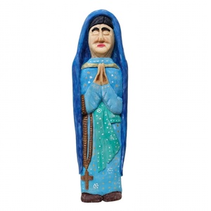 Maica Domnului în Rugăciune � Figurină din Lemn Sculptată și Pictată Manual - arte vizuale și accesorii  - sculptură - sculpturi și figurine din ceramică - Artynos.ro