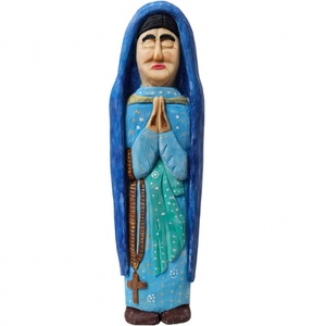 Maica Domnului în Rugăciune � Figurină din Lemn Sculptată și Pictată Manual - arte vizuale și accesorii  - sculptură - sculpturi și figurine din ceramică - Artynos.ro