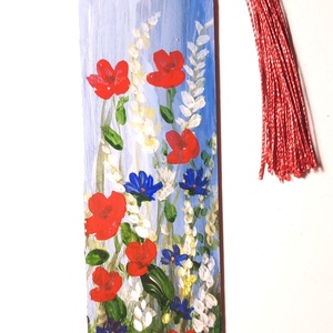 Semn de carte pictat manual Camp cu flori -, Carti si creatii cu tematica muzicala, cadouri, Semn de carte, Pictura, ARTYNOS