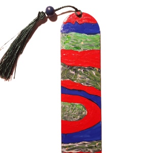 Semn de carte pictat manual cu motive abstracte - cărți și creații cu tematică muzicală, cadouri - semn de carte - Artynos.ro