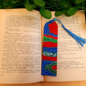 Semn de carte pictat manual cu motive abstracte, Carti si creatii cu tematica muzicala, cadouri, Semn de carte, Pictura, ARTYNOS