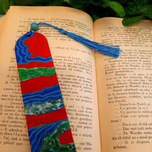 Semn de carte pictat manual cu motive abstracte - cărți și creații cu tematică muzicală, cadouri - semn de carte - Artynos.ro