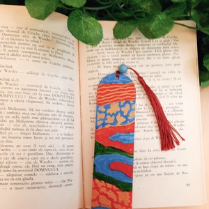 Semn de carte pictat manual cu motive abstracte, Carti si creatii cu tematica muzicala, cadouri, Semn de carte, Pictura, ARTYNOS