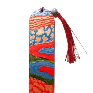 Semn de carte pictat manual cu motive abstracte - cărți și creații cu tematică muzicală, cadouri - semn de carte - Artynos.ro