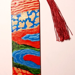 Semn de carte pictat manual cu motive abstracte - cărți și creații cu tematică muzicală, cadouri - semn de carte - Artynos.ro