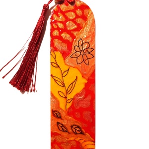 Semn de carte pictat manual cu motive abstracte - cărți și creații cu tematică muzicală, cadouri - semn de carte - Artynos.ro