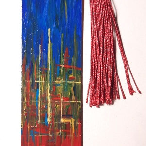 Semn de carte pictat manual - City lights - cărți și creații cu tematică muzicală, cadouri - semn de carte - Artynos.ro