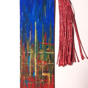 Semn de carte pictat manual - City lights - cărți și creații cu tematică muzicală, cadouri - semn de carte - Artynos.ro