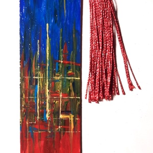 Semn de carte pictat manual - City lights - cărți și creații cu tematică muzicală, cadouri - semn de carte - Artynos.ro