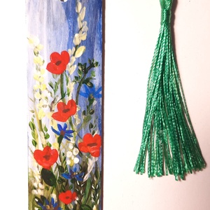 Semn de carte pictat manual - Camp cu flori, Carti si creatii cu tematica muzicala, cadouri, Semn de carte, Pictura, ARTYNOS